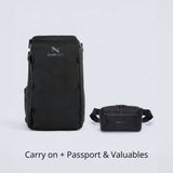 Zeeksack The Organizer 30L + Crossbody Organizer (musta) – tuotteet esillä yhdessä pakettina.