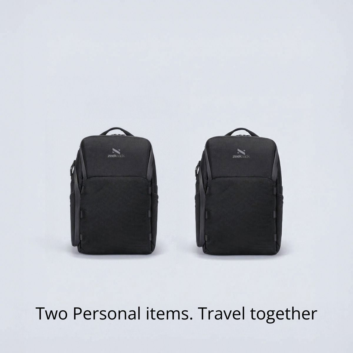 Zeeksack 2 × The Underseat 15L (musta) – tuotteet esillä yhdessä pakettina.